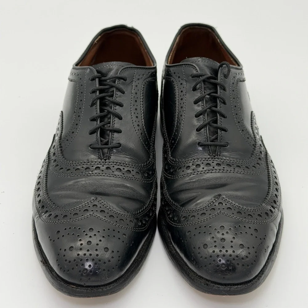 Allen Edmonds McAllister Black Leather Wingtip Oxford Shoes Mens 7 D‎ 6215
